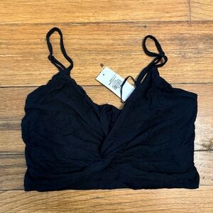 Streetwear Society Black Front Twist Crop Top